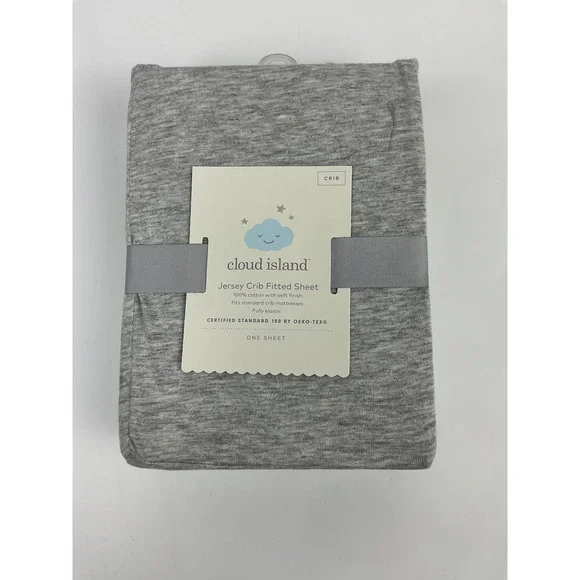 Cloud Island Jersey Crib Fitted Sheet Gray 100%‎ Cotton Soft Finish New