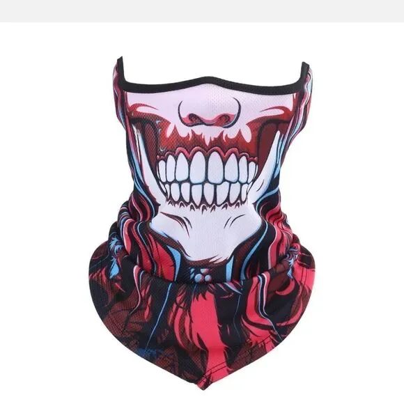 Half Face Mask Motorcycle Cycling Halloween UV Protection Balaclava Neck Scarf