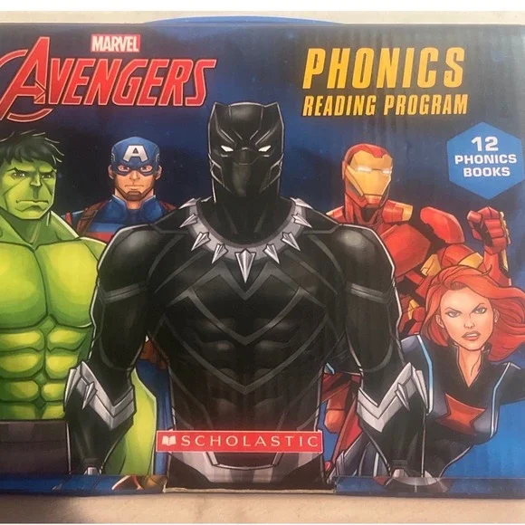 Marvel Avengers Phonics Reading Program Scholastic 12‎ Books - Kids Learning EUC
