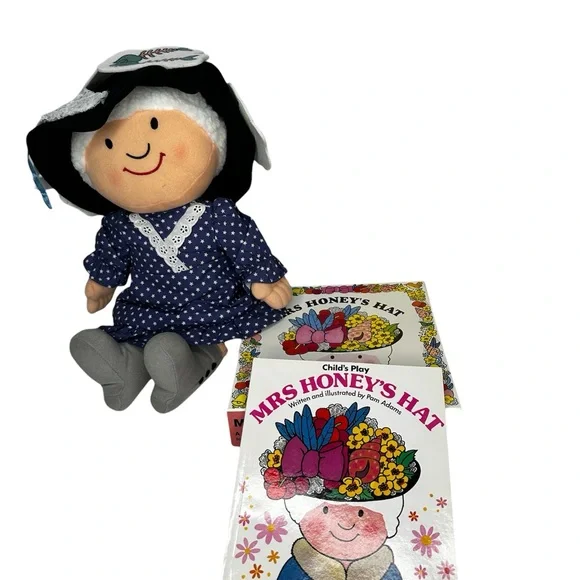 Vintage New without Bag Mrs Honey's Hat Polka Dot Doll with Book and Game Set