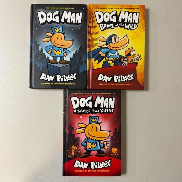 Dog Man Books Dav Pilkey Hardcover 3 Set Comic Graphic Novel Funny Illustrated