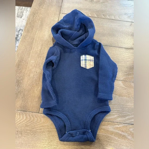 Carters Thermal Onesie with Plaid Pocket Size 9 Months