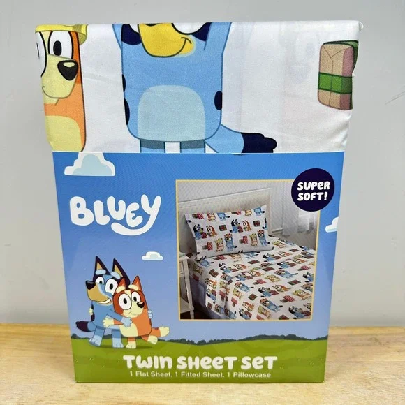 Bluey Holiday Sheet Set‎ Kids Twin Bluey Bingo 3 Piece Bedding Set NEW Gifting
