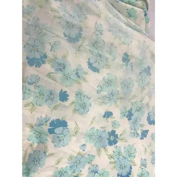 VTG‎ 1970's Flowers Fashion Manor Blue Floral Twin Fitted Sheet MCM Penn-Prest