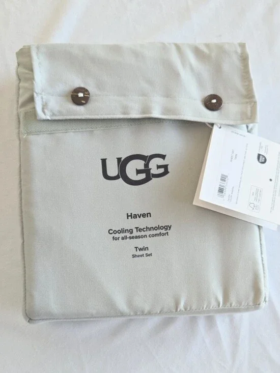 UGG HAVEN Twin Sheet Set Cooling Technology Color: Mineral Grey Green