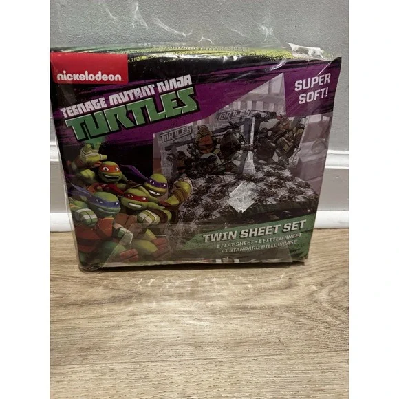 Ninja Turtles Twin Sheet‎ Set Flat Sheet Fitted Pillowcase Sealed 2014 TMNT Soft