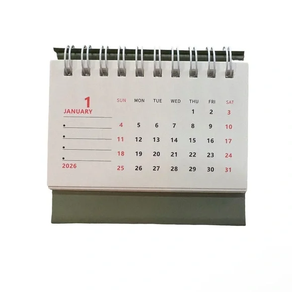 2026 Desk Calendar | Mini Flip Desktop Calendar w/ Stand (Green)