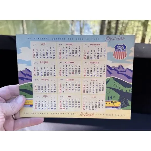 1955-56 Union Pacific Railroad UPRR Desk Calendar Be Specific Say Union Pacific