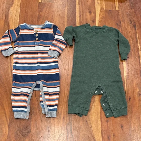 Carter's Striped Navy‎ and Solid Green Footies