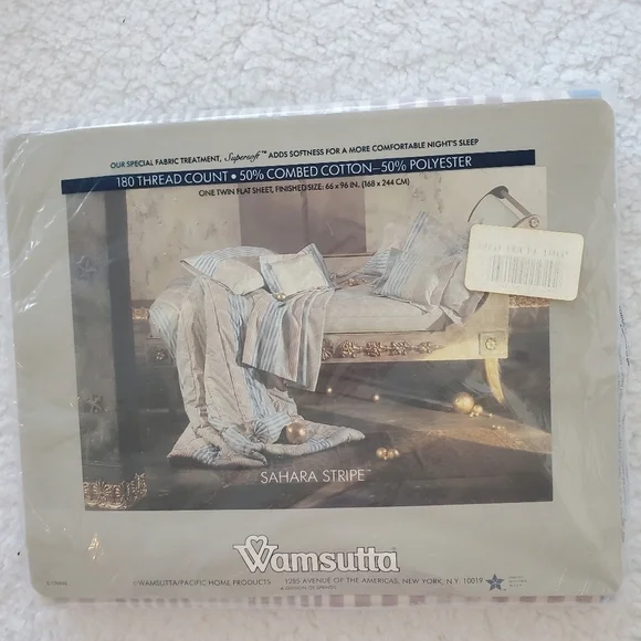 Vintage Wamsutta Dusty Pink & White One Twin Flat Sheet 66×96‎ in.