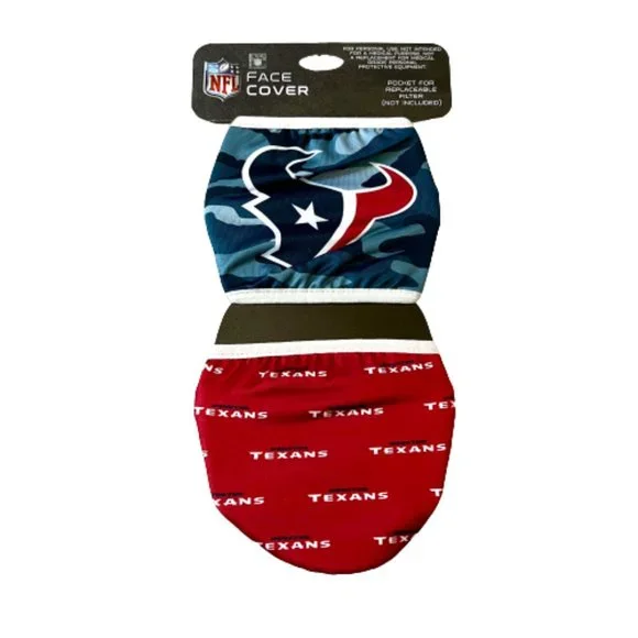 NFL Official Texans Face Covers Two Pack One Size NEW Masks NWT