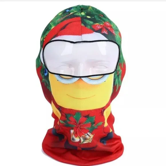 Christmas Mask Balaclava Hood Thin Neck Gaiter Cartoon Printing Full Face Mask
