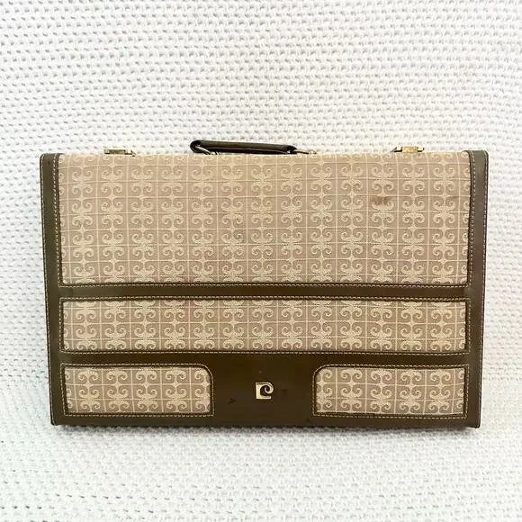 Pierre Cardin Vintage MCM Backgammon Board Game Set Monogram Print Attache Case