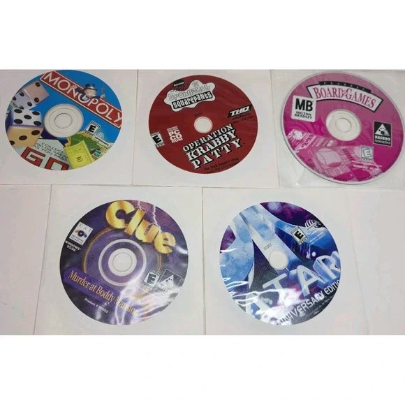 Kids‎ PC CD ROM Mixed Lot of 5 Games Sponge Bob Clue Monopoly Board Games Atari