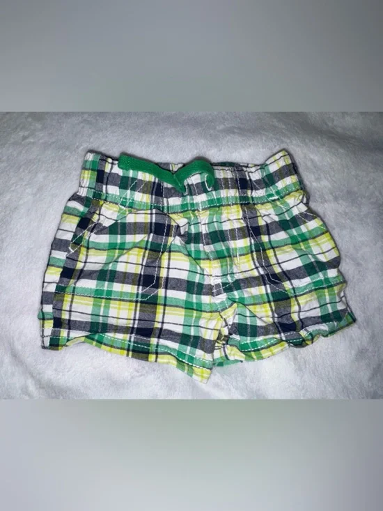 Carter's Child of Mine Plaid Shorts in Green, Yellow & Navy