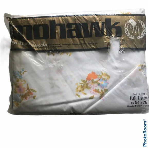 Vintage NEW Mohawk Percale Full Sized Fitted Bed Sheet Wentworth Floral
