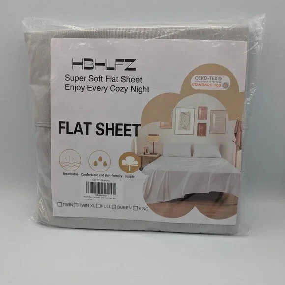 HBHLFZ Twin Flat Sheet Ultra Soft Polyester Light Gray 96