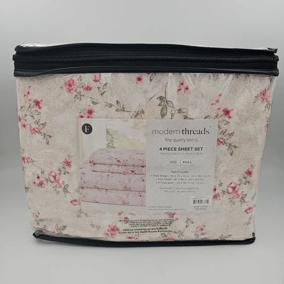 Modern Threads 4-Piece Silky Soft Microfiber Full Size Sheet Set‎ Kashmir Rose