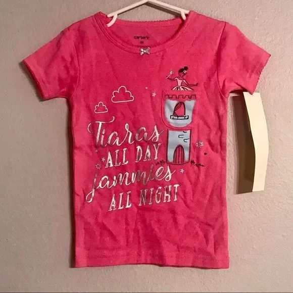 Carters Toddler Girls Short Sleeve Princess Pajama Top