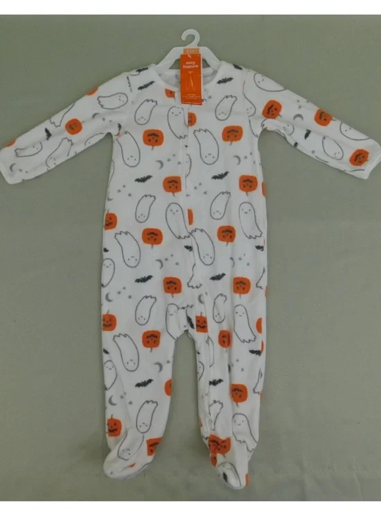 Carter's White Fleece Halloween Ghost & Pumpkin Footie