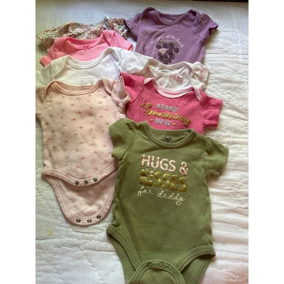Lot of 8 Baby Girls Bodysuits 3 Months Carters Burts Bees Childrens Place #3