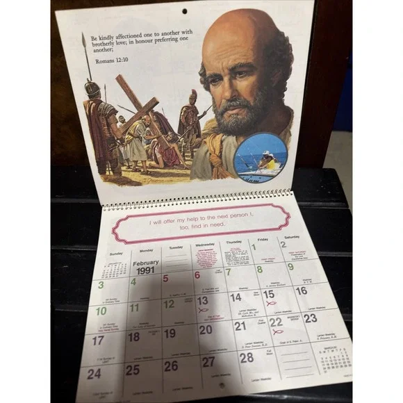 Rare Vintage 1991 Catholic Christian Calendar Appointment Never Used. Scripture!