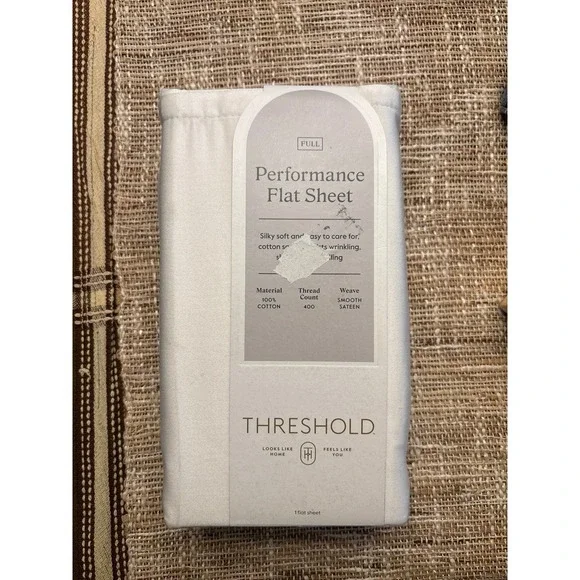 NWT • Threshold Performance Flat Size‎ FULL Sheet • 100% Cotton • Sour Cream