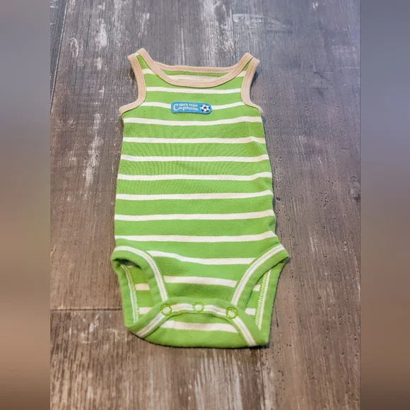 Carter's Green and White Striped Bodysuit Sleeveless One Piece