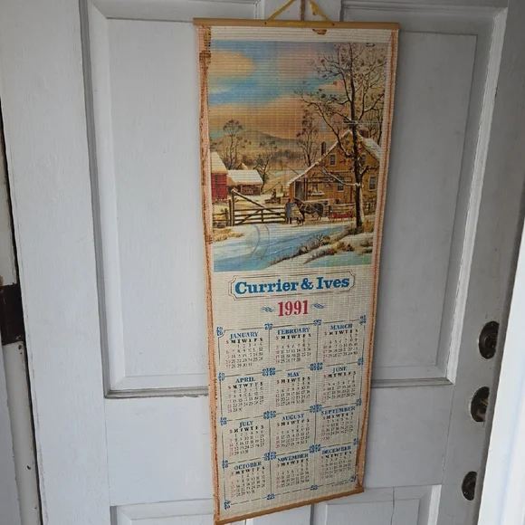 1991 Wall Calendar - Blue and Brown