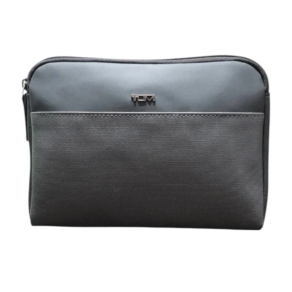 TUMI for Delta Black Travel Amenity Bag Case Zipper Pouch Organizer 8x6