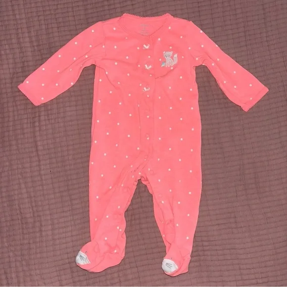 Carter's Pink and White Soft Footie One Piece