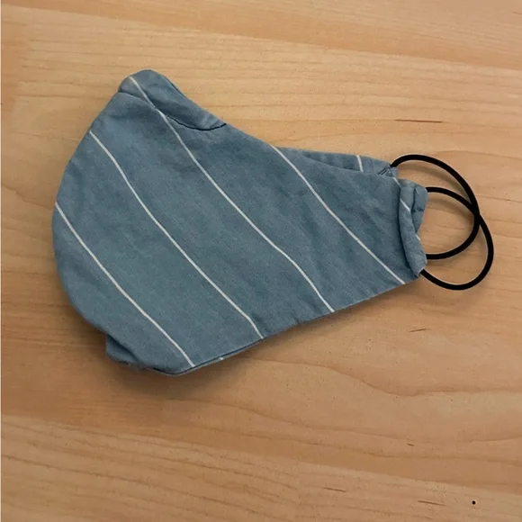 Blue and white striped face mask