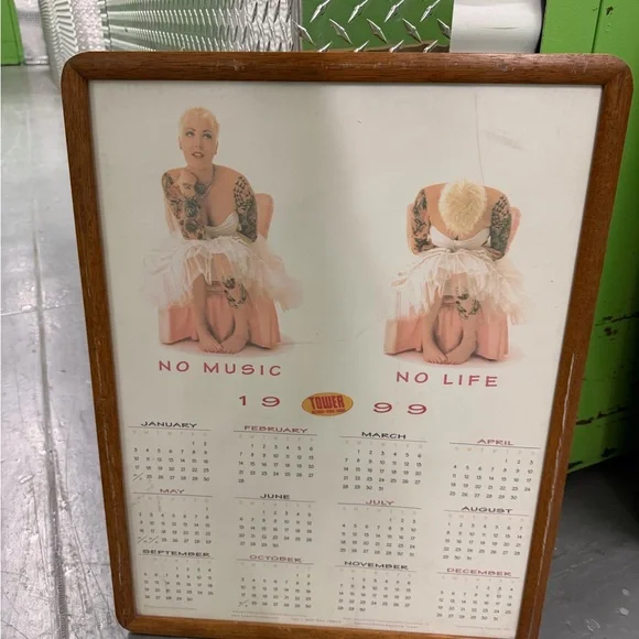 Vintage Wooden Framed Calendar with Iconic Design