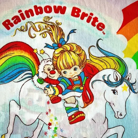 Vintage Rainbow Brite Full Flat Sheet 1983 Hallmark Bibb Stranger Things Bedding