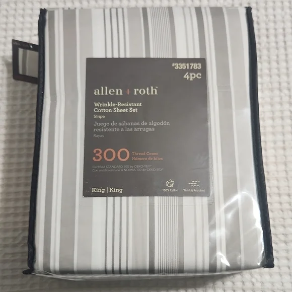 Wrinkle-Resistant Cotton Sheet Set - Stripe