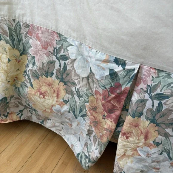 Croscill Biltmore Box Pleat Bedskirt Dust Ruffle Floral Green Rose Full 14