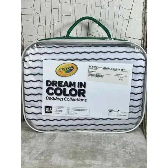 Crayola Dream In Color Full Sheet Set Serpentine Stripe Licorice Black White NEW