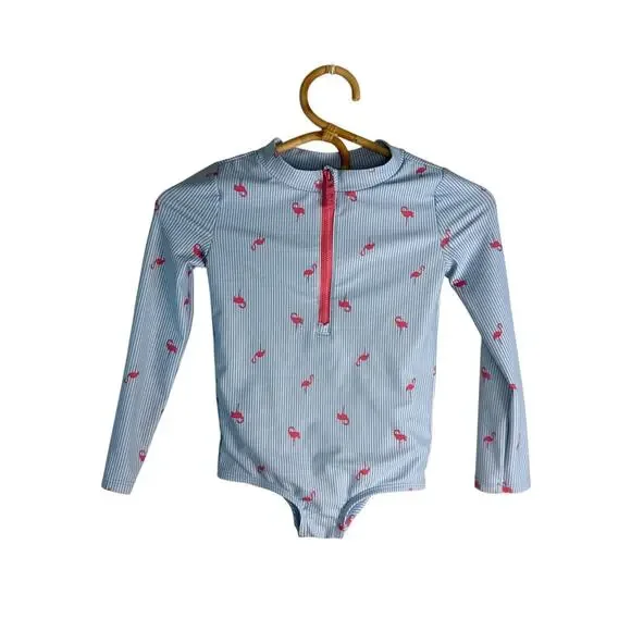 Carter's Long Sleeve Flamingo Print Rash Guard One-Piece Swimsuit 5T