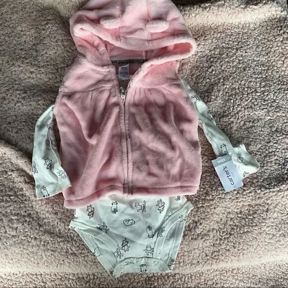 Carters 2 piece little jacket set cat jacket 9m