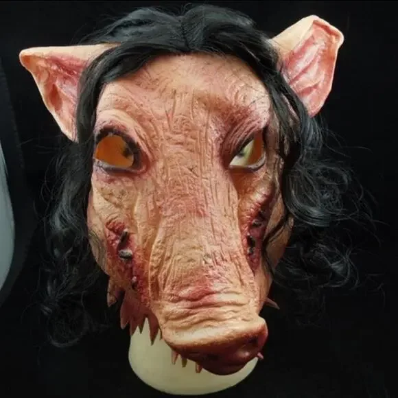 Halloween Saw Pig Hog Mask Swine Butcher Costume Spooky Scary Cosplay Gift - NEW