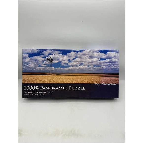 Windmill In Wheat Field Panoramic Puzzle 1000 Pieces Terry Thompson