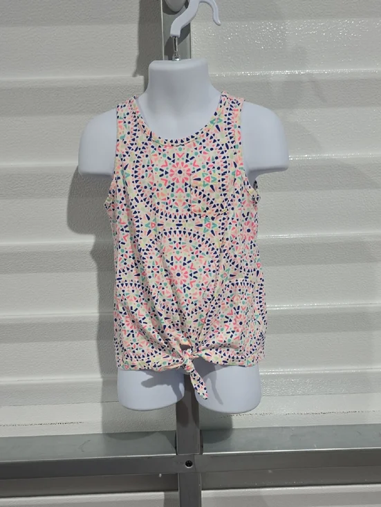 Carter's Pink Geometric Tie-Front Tank Top Size 6