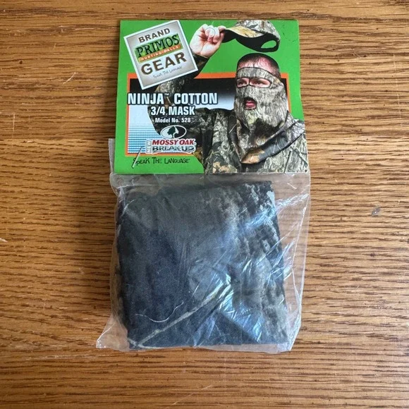 Primos Ninja Cotton 3/4 Mask Mossy Oak Break-Up Camo Hunting Face Mask 528 NEW