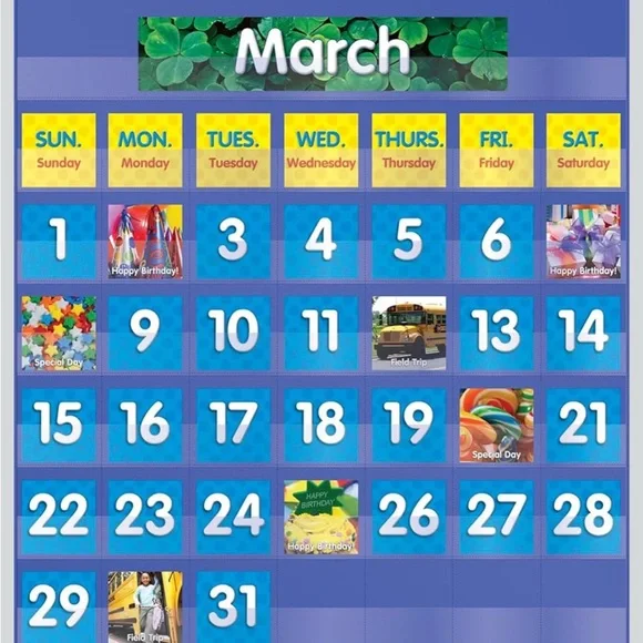 Teacher's Friend Monthly Calendar Pocket Chart - BRAND NEW