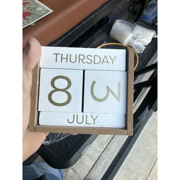 Perpetual Calendar Desktop Blocks -Brown/White - 4.5