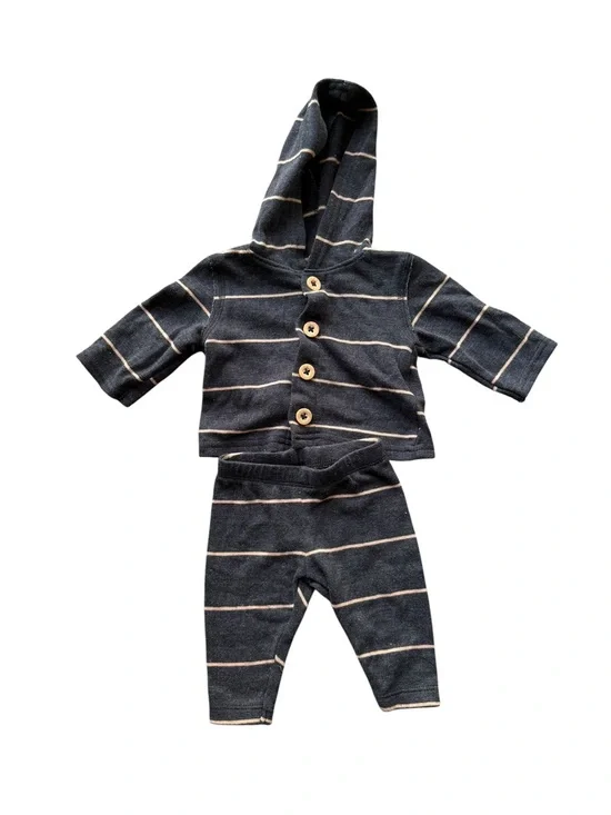 Carter's Navy and Cream Striped Hooded Top & Pants Set
