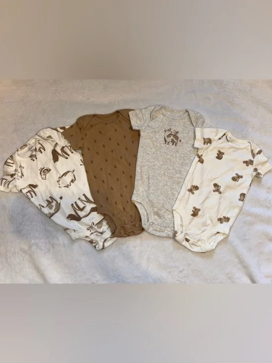 Carter's Neutral Animal-Print Baby One-Piece Set - Brown, Gray, Cream