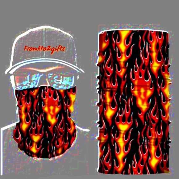 Fire Flame Fuego 16 n 1 Neck Gaiter Face Cover Dust Mask Biker Rag 90s Aesthetic