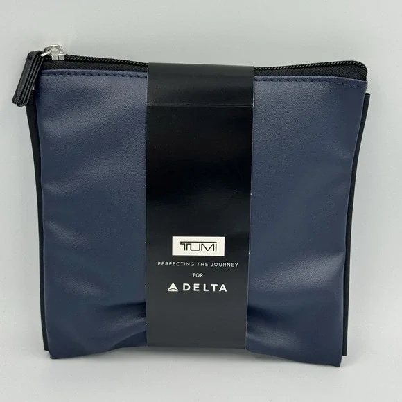Tumi Delta Amenity Travel Pouch Cosmetic Beauty Bag Toiletries Navy Blue Malin‎