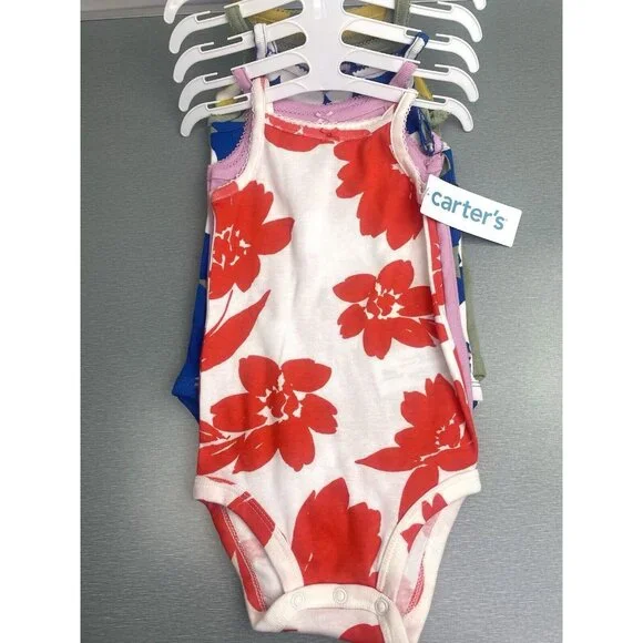 New Carter's Girls 5 Pack Floral Bodysuits 100% Cotton Size 9 Months